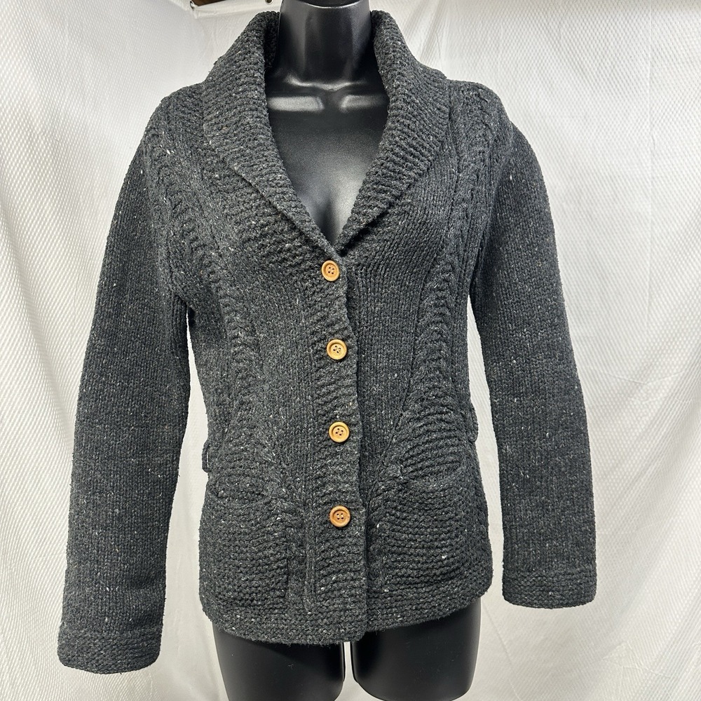 J.Crew Cardigan Sweater Women XS Gray Good Wool Blend Shawl Collar Button Front